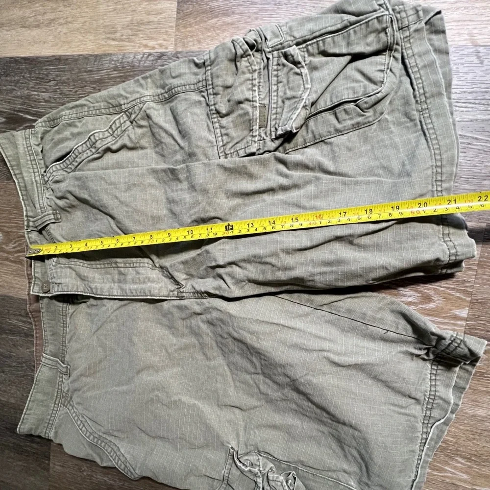 Carbon Cargo Shorts Mens 36 Green Ripstop Cotton Multi Pocket Utility Outdoor